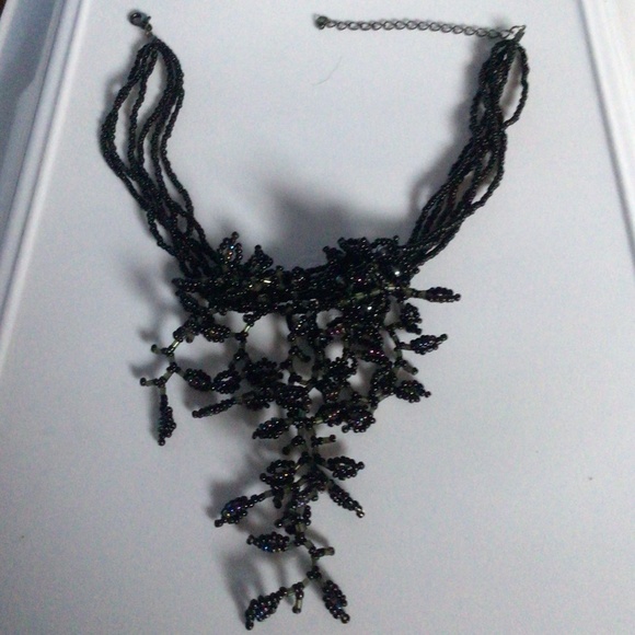 Stunning Black Beaded Vine Choker Necklace - Picture 5 of 12